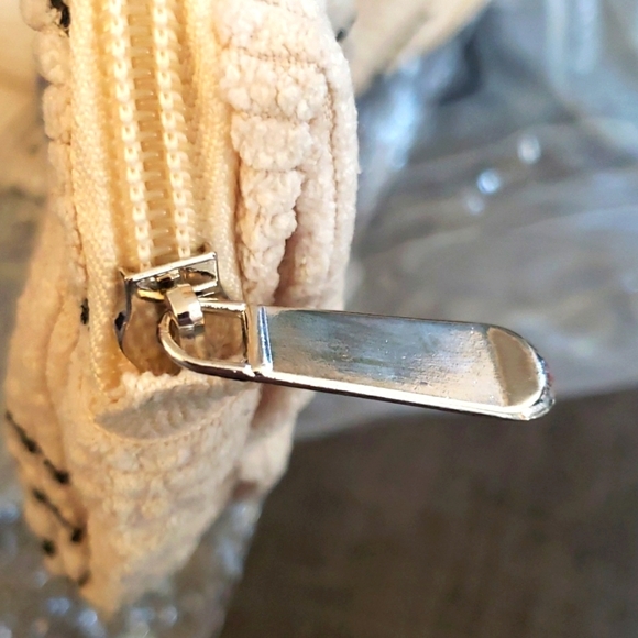 Lyanyan 2 Piece Makeup Bag Set in Beige Corduroy with a Black Smiley Face Print - Picture 5 of 7